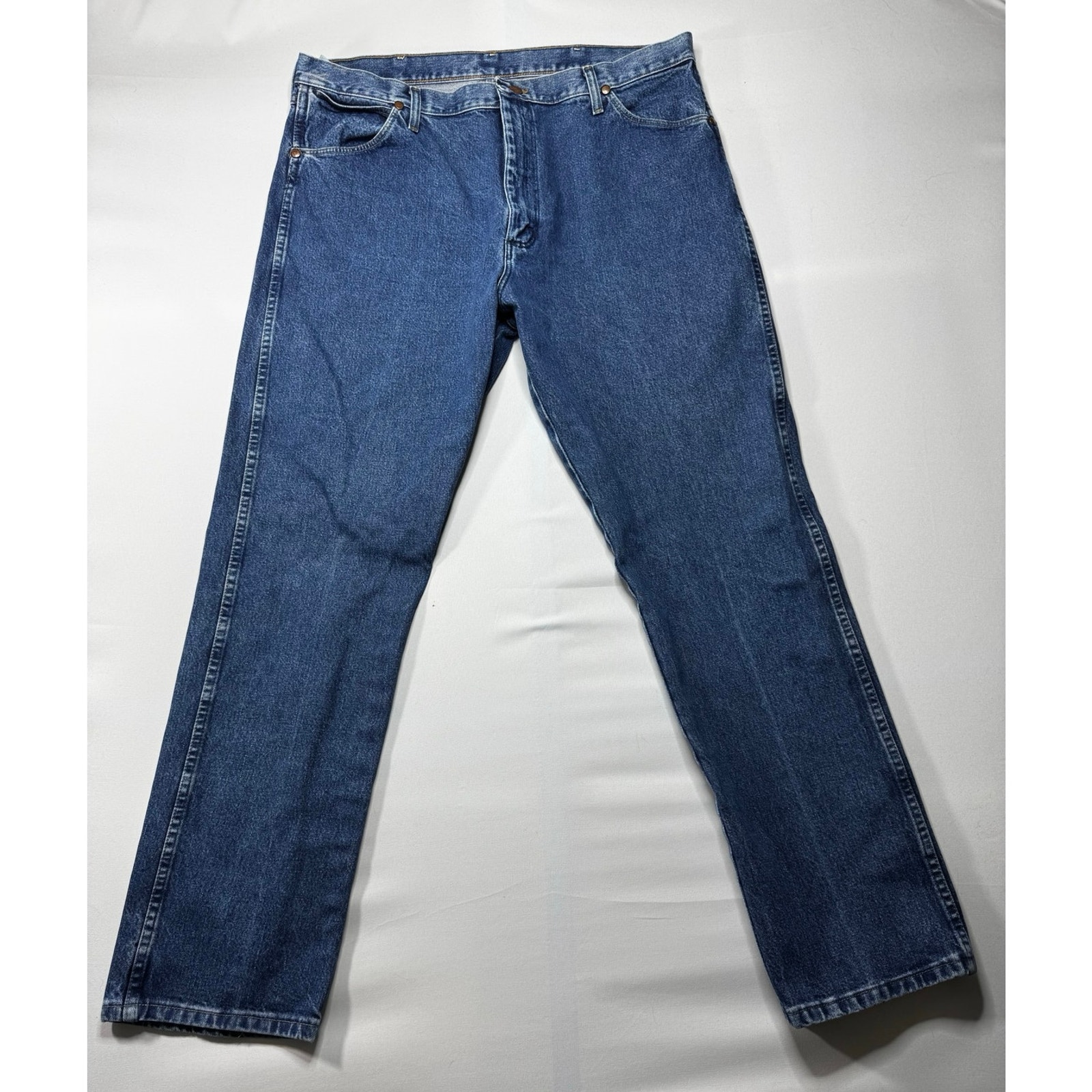 Wrangler 13mwzgk Men's Regular Fit Straight Leg Blue Jeans - Size 40x32.5*